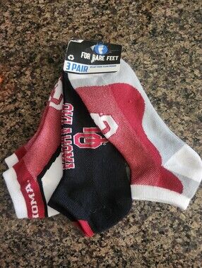 For Bare Feet Oklahoma 3-Pack Low-Cut Socks in Red, Black, White Large